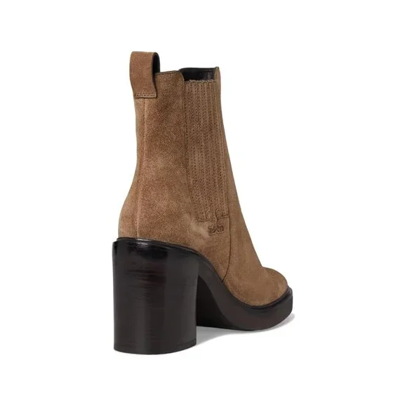 Tory Burch $458 72 mm T-Gore Heeled Ankle Boots River Rock Suede Sz 10 NIB! - Picture 4 of 7